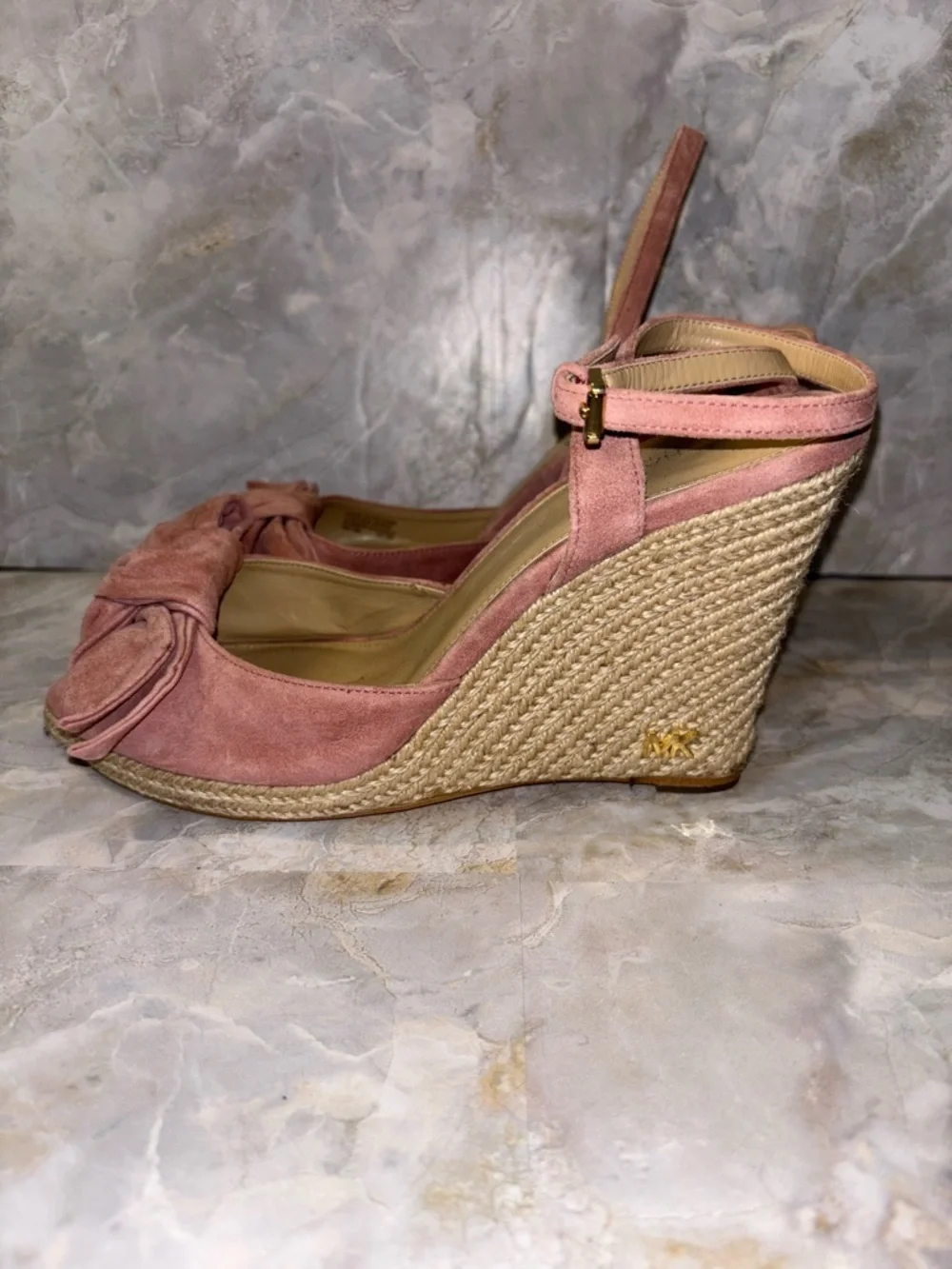 Michael Michael Kors Pink Bow Ankle-Strap wedge Sandals